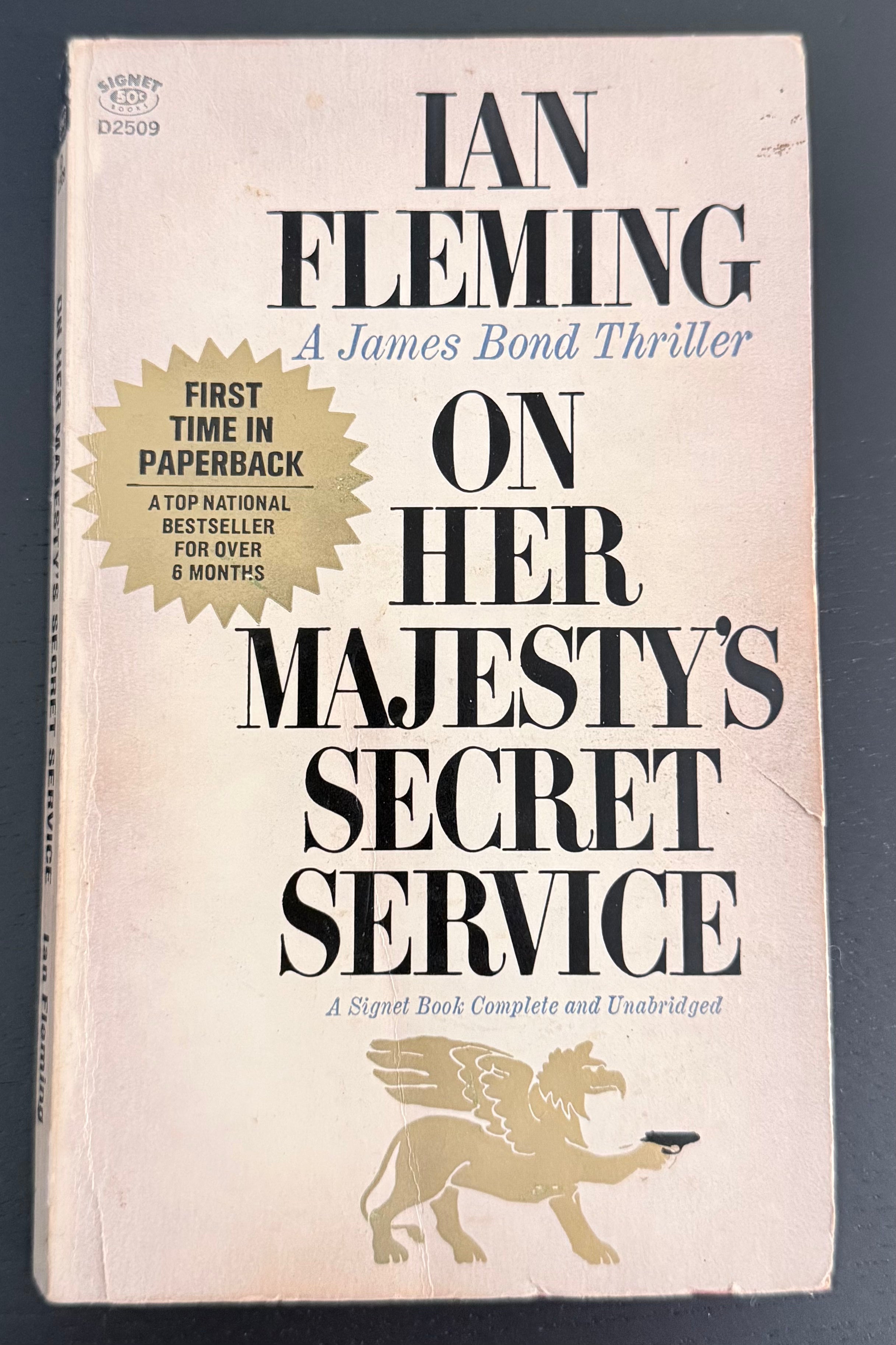 On Her Majesty’s Secret Service — Ian Fleming — Signet D2509, 7th Printing
