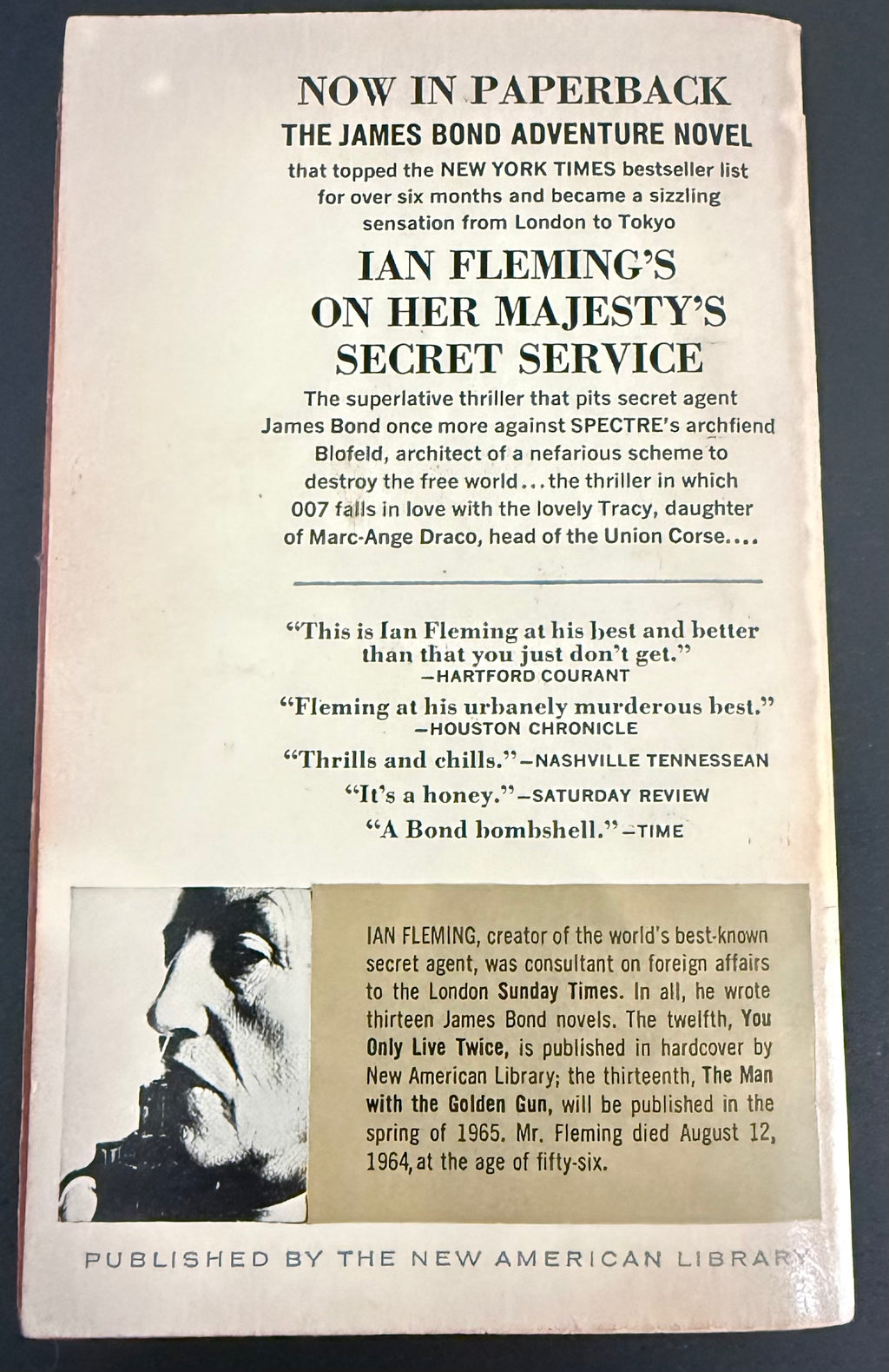 On Her Majesty’s Secret Service — Ian Fleming — Signet D2509, 7th Printing
