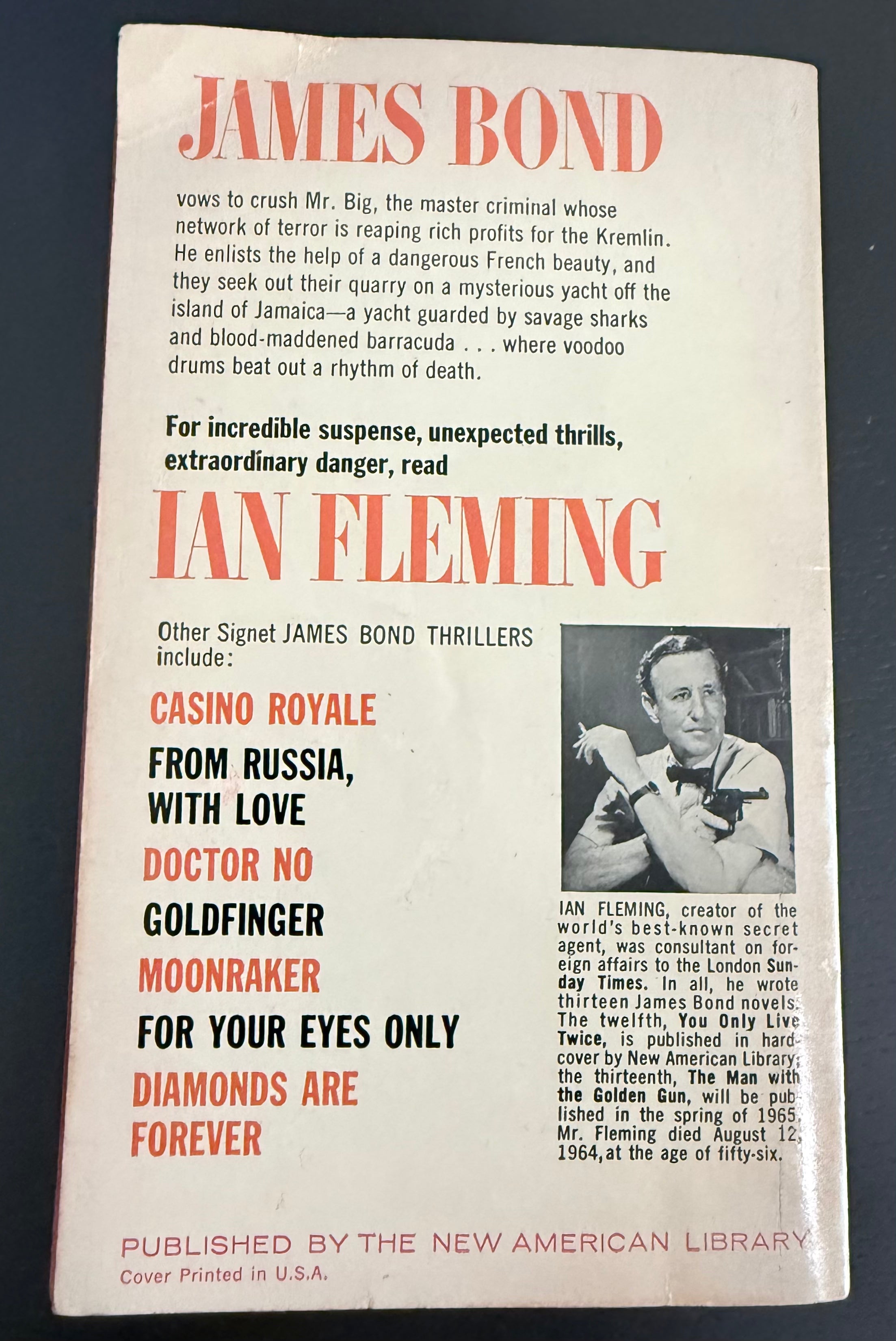 Live and Let Die by Ian Fleming — Signet D2051, 19th Printing