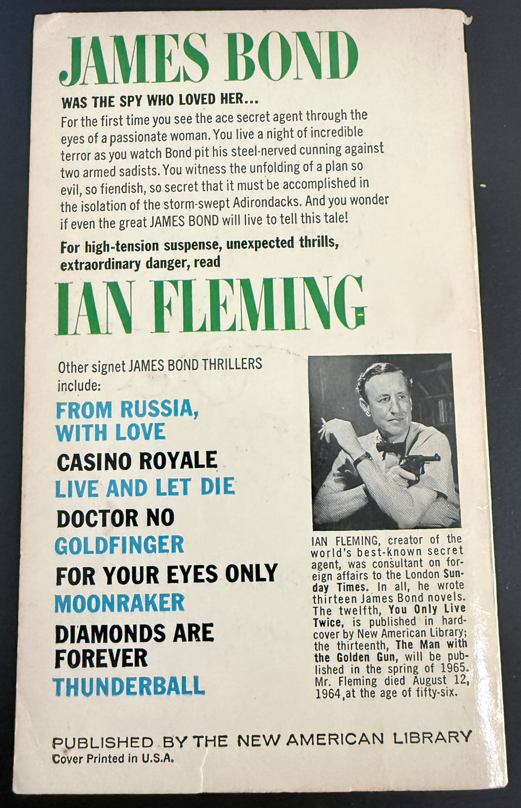 The Spy Who Loved Me by Ian Fleming — Signet D2280, 13th Printing 1964
