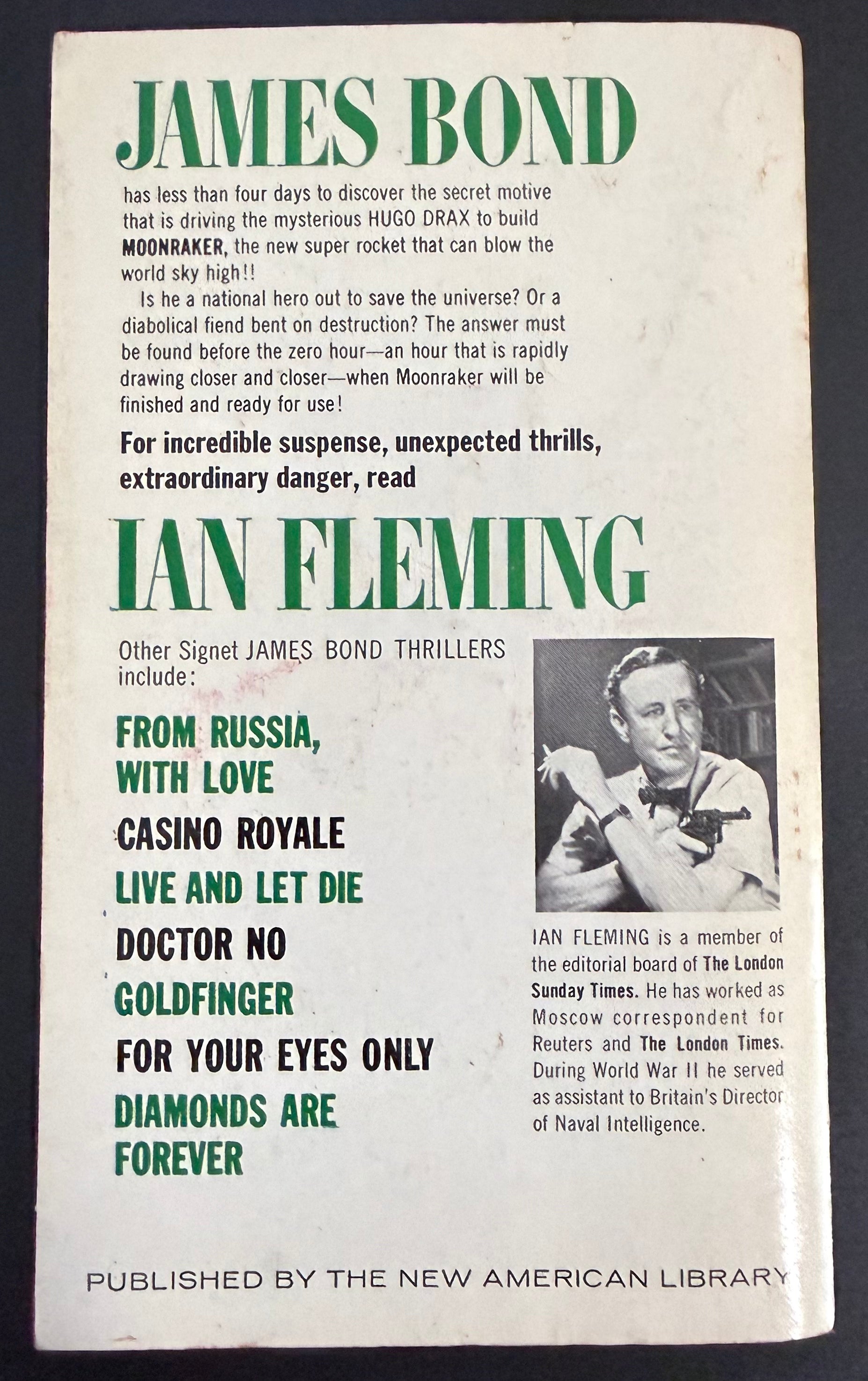 Moonraker by Ian Fleming — Signet D2053, 9th Printing 1963