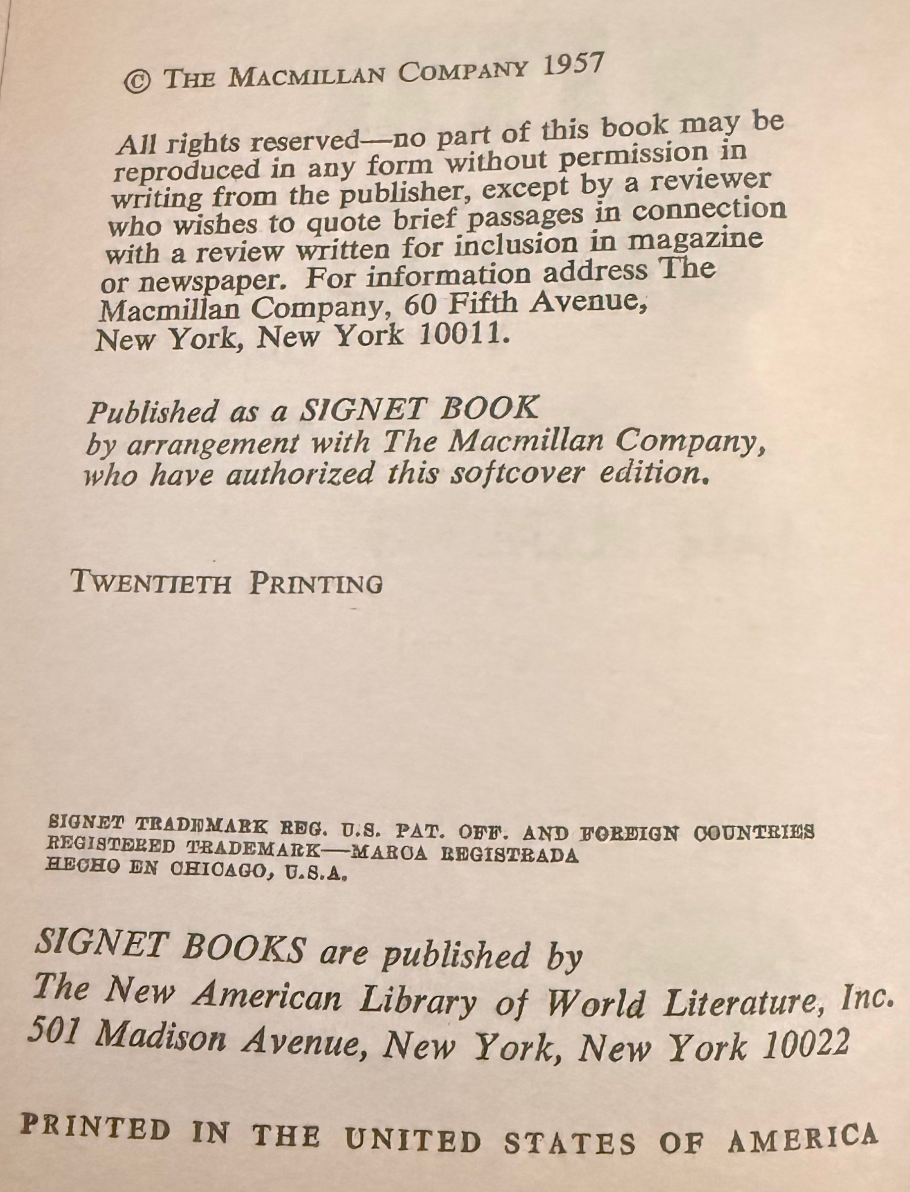 Russia with Love by Ian Fleming — Signet D2030, 9th Printing 1963