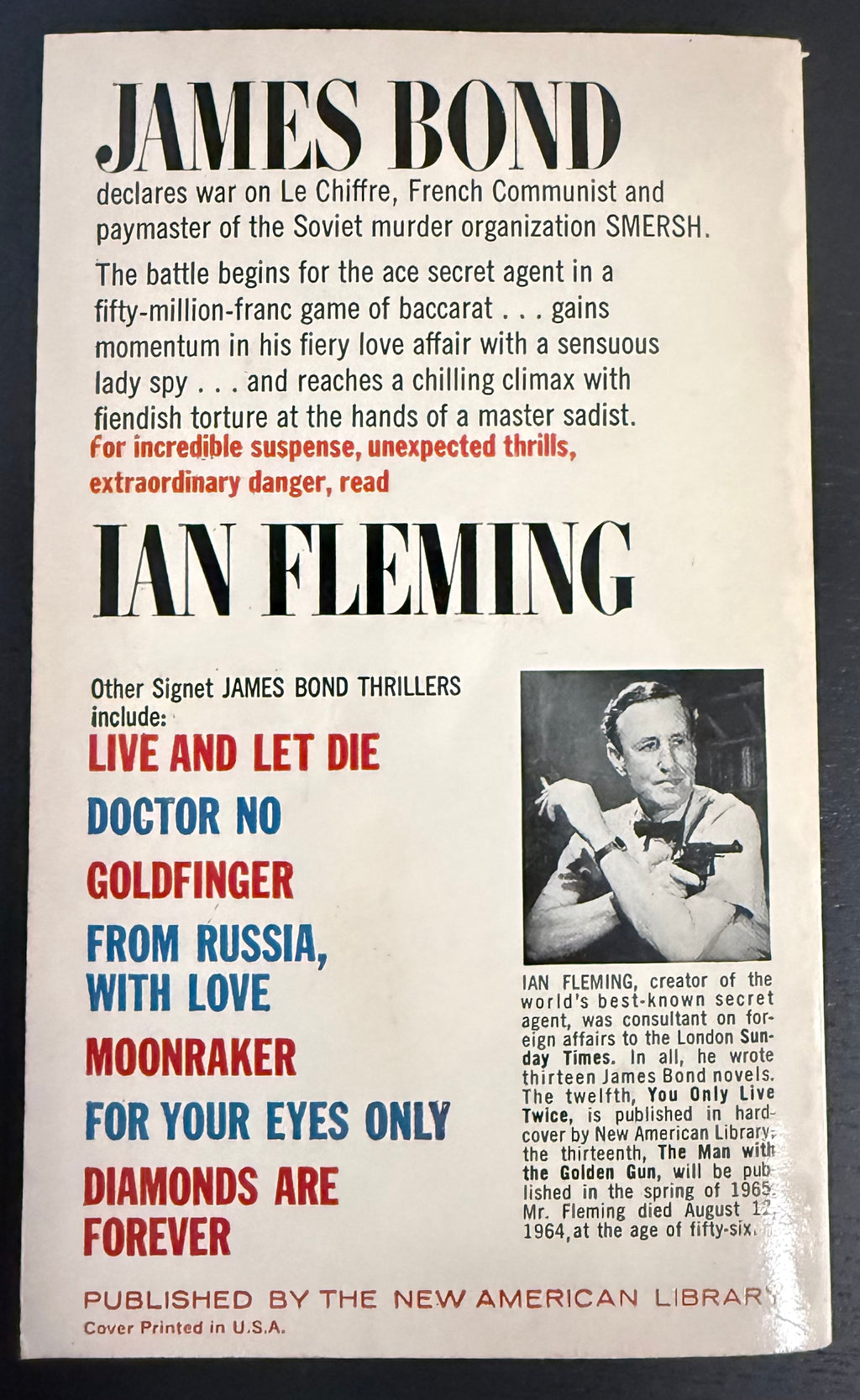 Casino Royale by Ian Fleming — Signet D1997, 18th Printing