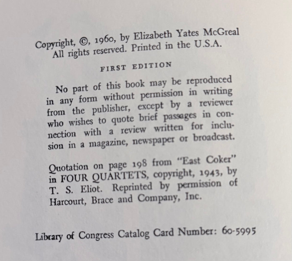 The Lighted Heart by Elizabeth Yates — First Edition, 1960, Dust Jacket