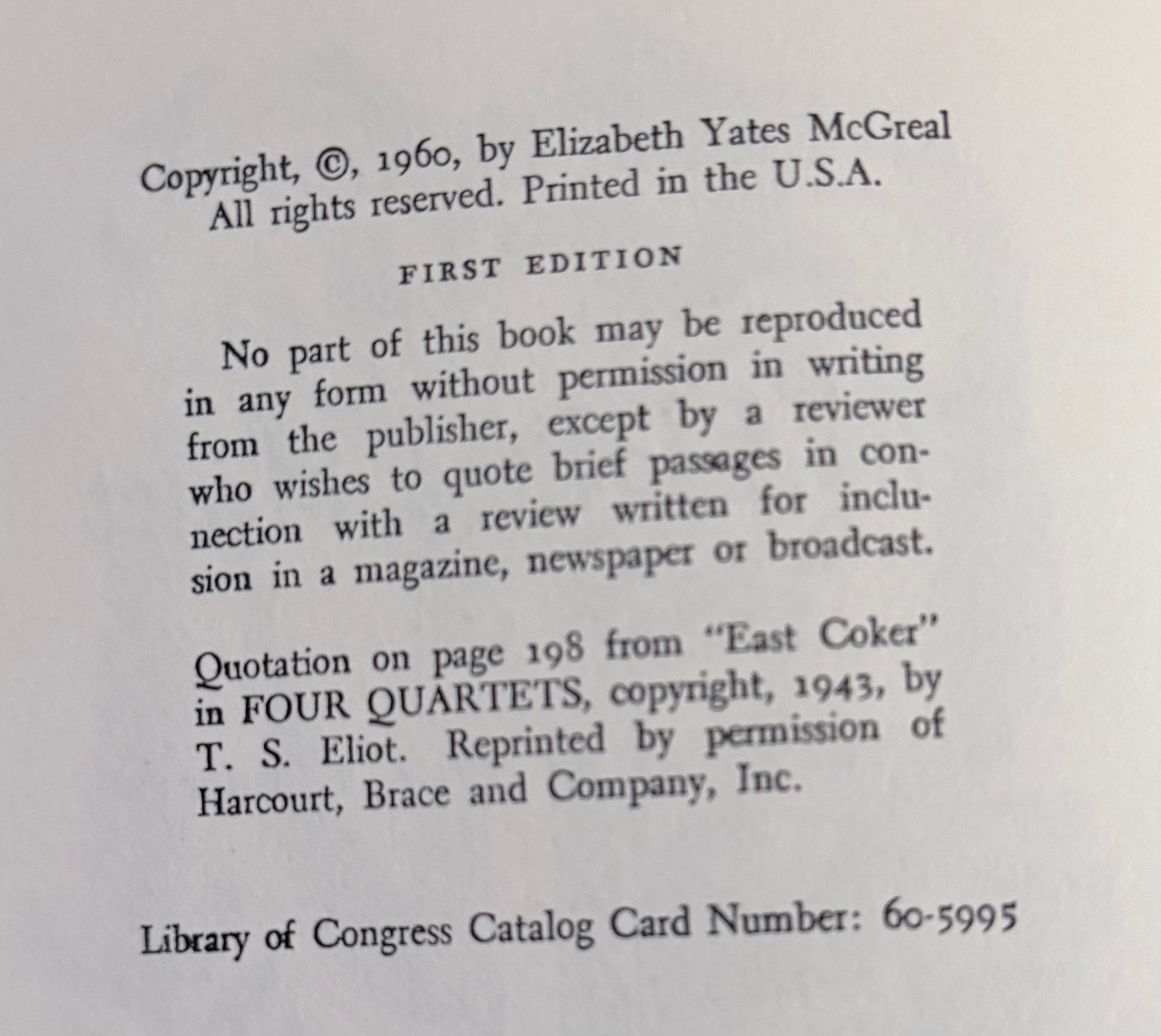 The Lighted Heart by Elizabeth Yates — First Edition, 1960, Dust Jacket