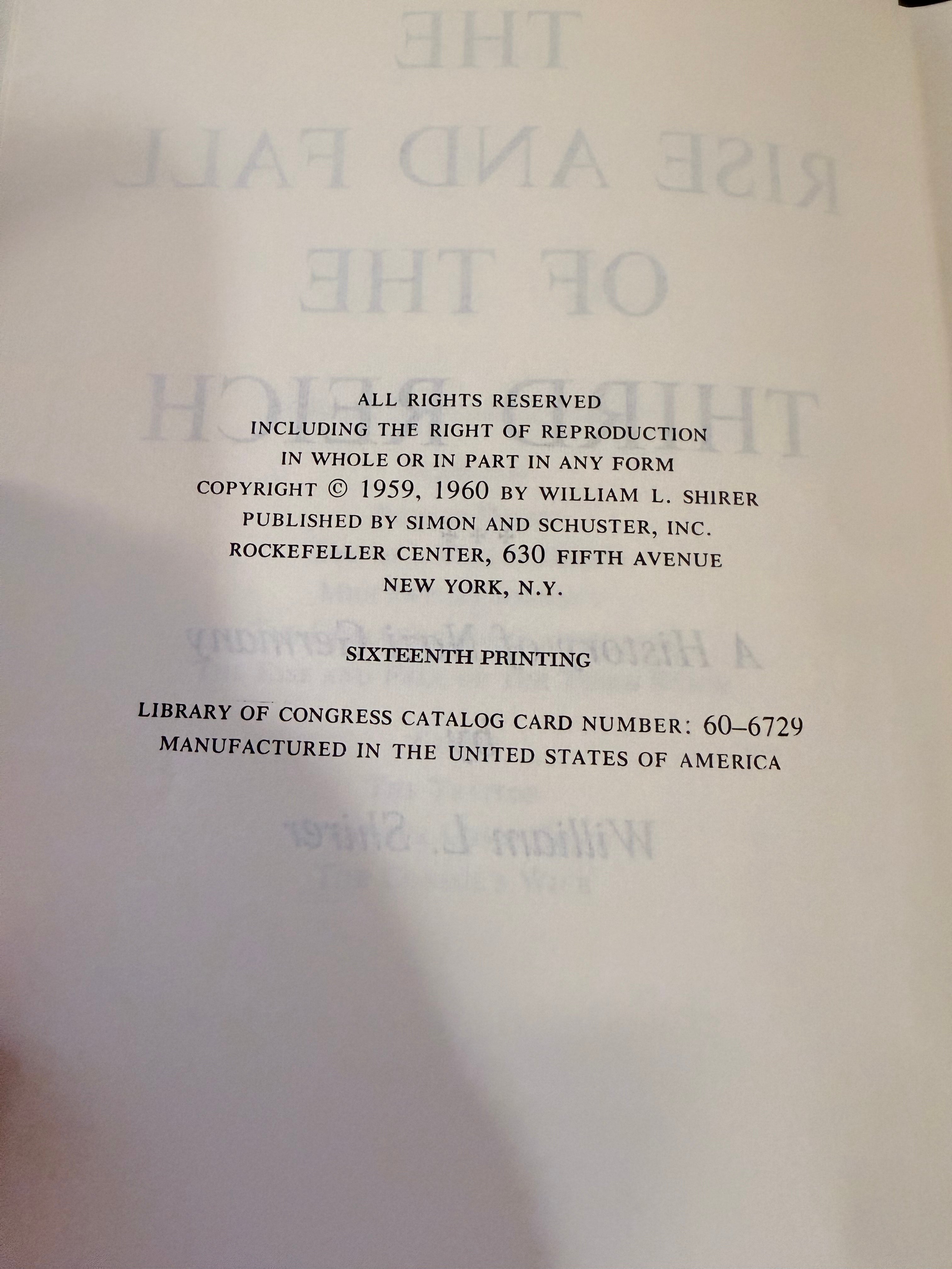 The Rise and Fall of the Third Reich by William L. Shirer — 16th Printing