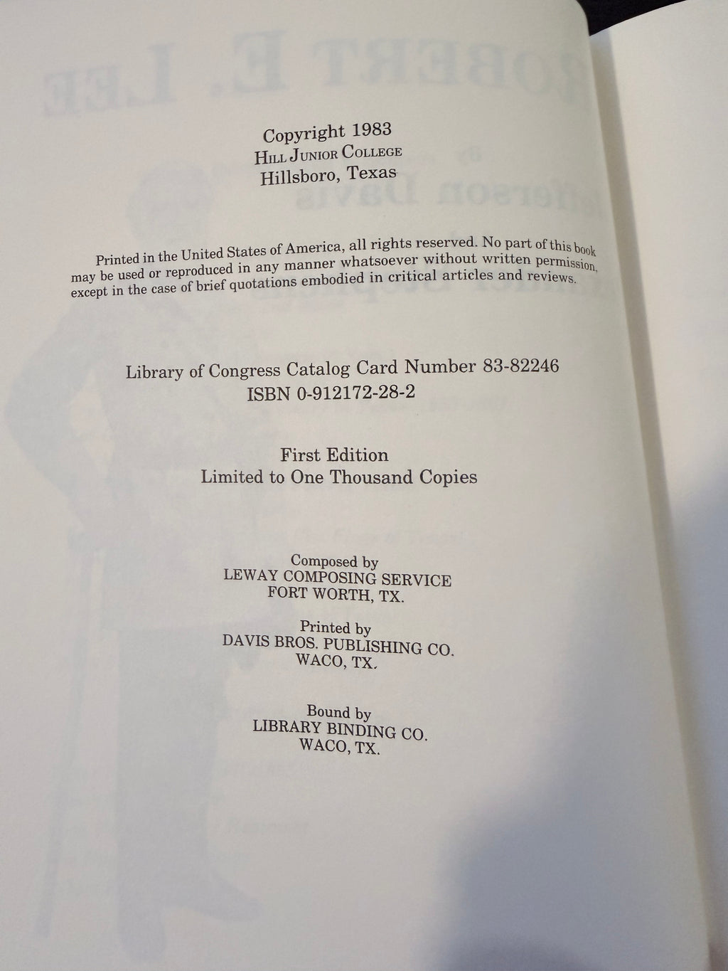 Robert E. Lee by Jefferson Davis & Alexander Stephens — 1983 Limited First Edition